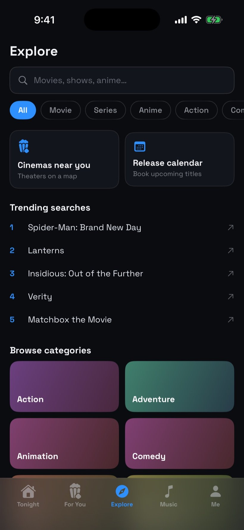 Explore screen