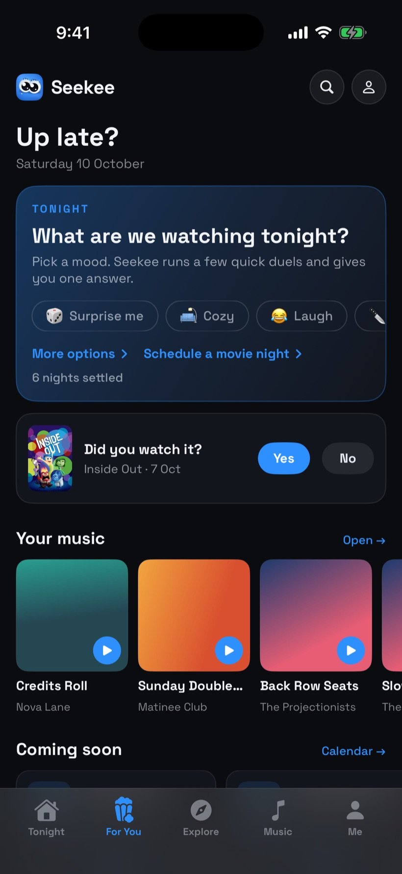 For You screen